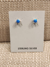 Load image into Gallery viewer, BLUE OPAL MINI POST EARRINGS  - 3 mm ROUND
