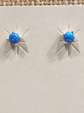 Load image into Gallery viewer, BLUE OPAL MINI POST EARRINGS  - 3 mm ROUND
