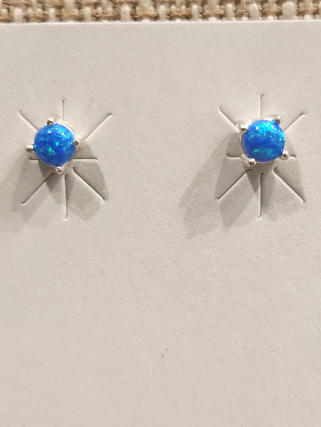 BLUE OPAL MINI POST EARRINGS  - 3 mm ROUND