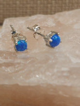 Load image into Gallery viewer, BLUE OPAL MINI POST EARRINGS  - 3 mm ROUND
