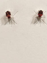 Load image into Gallery viewer, GARNET MINI POST EARRINGS - 3 mm x 5 mm OVAL
