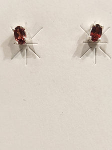 GARNET MINI POST EARRINGS - 3 mm x 5 mm OVAL