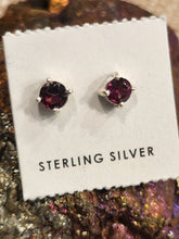 Load image into Gallery viewer, GARNET MINI POST EARRINGS - 4 mm ROUND
