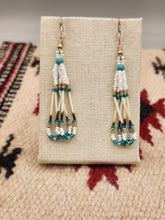 Load image into Gallery viewer, BEADED PORCUPINE QUILL EARRINGS  - LITTLE BEAVER - WHITE

