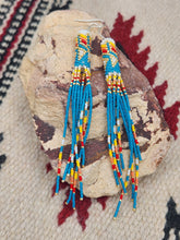 Load image into Gallery viewer, EXTRA LONG BEADED EARRINGS  - LORRAINE BURBANK - TURQUOISE
