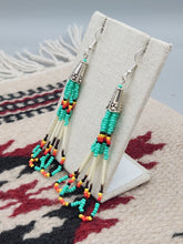 Load image into Gallery viewer, BEADED PORCUPINE QUILL EARRINGS  - LITTLE BEAVER - AQUA
