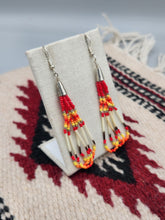 Load image into Gallery viewer, BEADED PORCUPINE QUILL EARRINGS  - LITTLE BEAVER  - RED
