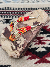 Load image into Gallery viewer, BEADED PORCUPINE QUILL EARRINGS  - LITTLE BEAVER  - RED
