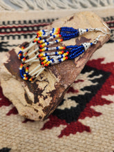Load image into Gallery viewer, BEADED PORCUPINE QUILL EARRINGS  - LITTLE BEAVER  - BLUE
