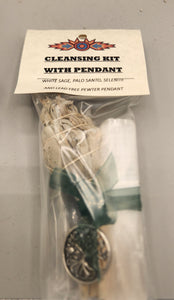 PALO SANTO, SAGE, AND SELENITE SMUDGE KIT w/ PENDANT