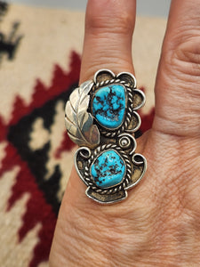 TURQUOISE RING - 2 STONE - BA - SIZE 5.5