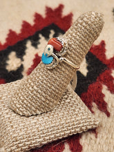 Load image into Gallery viewer, TURQUOISE  &amp; CORAL SNAKE RING - SIZE 6.5 - EFFIE CALAVAZA
