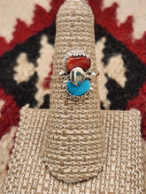 Load image into Gallery viewer, TURQUOISE  &amp; CORAL SNAKE RING - SIZE 6.5 - EFFIE CALAVAZA
