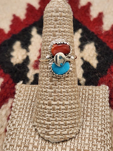 TURQUOISE  & CORAL SNAKE RING - SIZE 6.5 - EFFIE CALAVAZA