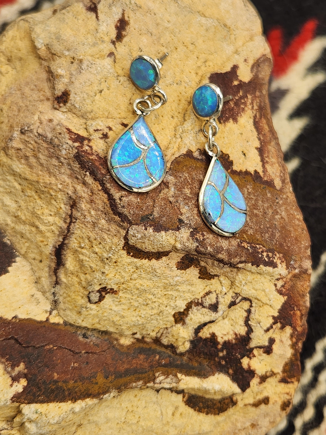 BLUE OPAL INLAY EARRINGS - DRENA LEEKYA