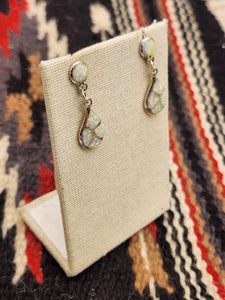 WHITE OPAL INLAY EARRINGS- DRENA LEEKYA