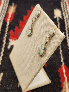 WHITE OPAL INLAY EARRINGS- DRENA LEEKYA