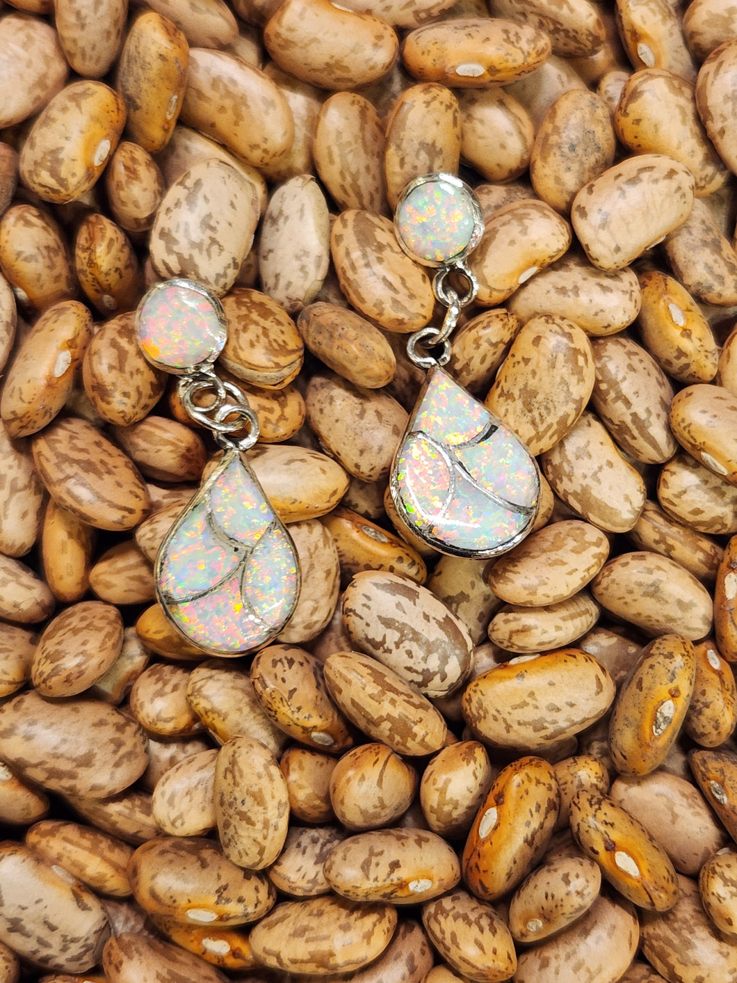 WHITE OPAL INLAY EARRINGS- DRENA LEEKYA