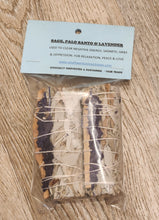 Load image into Gallery viewer, WHITE SAGE, PALO SANTO &amp; LAVENDER 4&quot; WANDS - 2 PACK
