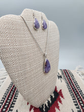 Load image into Gallery viewer, CHAROITE NECKLACE AND EARRINGS SET - TEARDROP

