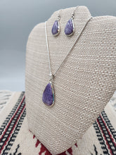 Load image into Gallery viewer, CHAROITE NECKLACE AND EARRINGS SET - TEARDROP
