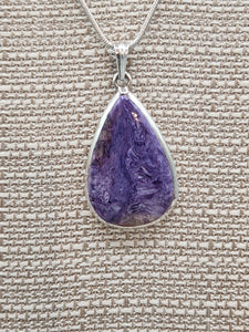 CHAROITE NECKLACE AND EARRINGS SET - TEARDROP