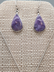 CHAROITE NECKLACE AND EARRINGS SET - TEARDROP