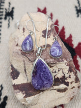 Load image into Gallery viewer, CHAROITE NECKLACE AND EARRINGS SET - TEARDROP

