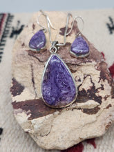 Load image into Gallery viewer, CHAROITE NECKLACE AND EARRINGS SET - TEARDROP

