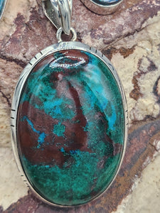 CHRYSOCOLLA PENDANT & EARRINGS SET- OVAL