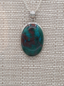 CHRYSOCOLLA PENDANT & EARRINGS SET- OVAL