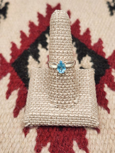 BLUE TOPAZ RING -SIZE 8 - PEAR SHAPED