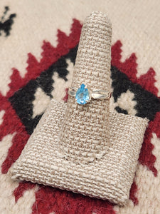 BLUE TOPAZ RING -SIZE 8 - PEAR SHAPED