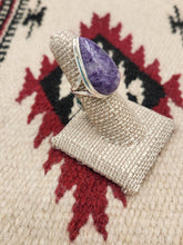 Load image into Gallery viewer, CHAROITE RING - SIZE 6 - TEARDROP SHAPED
