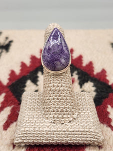 CHAROITE RING - SIZE 6 - TEARDROP SHAPED