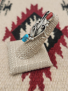 TURQUOISE & CORAL RING - SIZE 5.5- JULIA ETSITTY