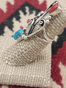 TURQUOISE & CORAL RING - SIZE 5.5- JULIA ETSITTY