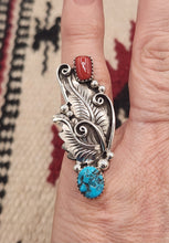 Load image into Gallery viewer, TURQUOISE &amp; CORAL RING - SIZE 5.5- JULIA ETSITTY
