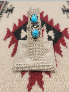 TURQUOISE  2 STONE RING - SIZE 6.5 - RM