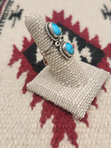 TURQUOISE  2 STONE RING - SIZE 6.5 - RM