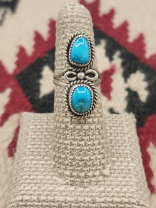 TURQUOISE  2 STONE RING - SIZE 6.5 - RM