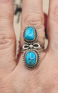 TURQUOISE  2 STONE RING - SIZE 6.5 - RM