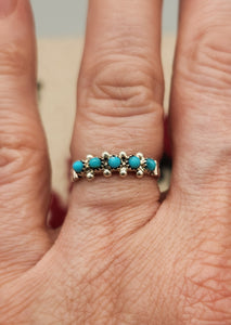 TURQUOISE ZUNI PETIT POINT RING - SIZE 6.5 - STEPHEN HALOO