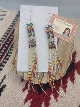 Load image into Gallery viewer, EXTRA LONG BEADED EARRINGS  - LORRAINE BURBANK - BURGUNDY
