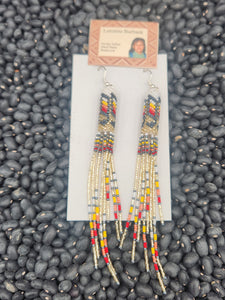 EXTRA LONG BEADED EARRINGS  - LORRAINE BURBANK - BURGUNDY