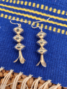 SQUASH BLOSSOM SEAMLESS BEADED EARRINGS - STERLING SILVER