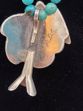 Load image into Gallery viewer, TURQUOISE SQUASH BLOSSOM PENDANT ON TURQUOISE BEADS
