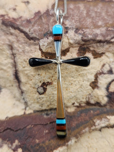 ZUNI INLAY CROSS NECKLACE  - SYLVESTER NOCHE