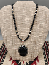Load image into Gallery viewer, ONYX PENDANT ON 6MM BEADS - HARRISON YAZZIE
