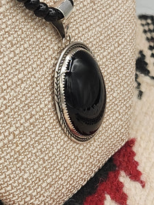 ONYX PENDANT ON 6MM BEADS - HARRISON YAZZIE